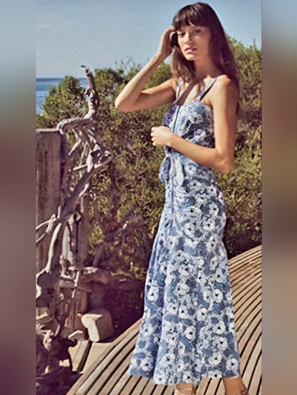 Veronica Beard Marena Gathered Blue Poplin Floral Maxi Dress - 10